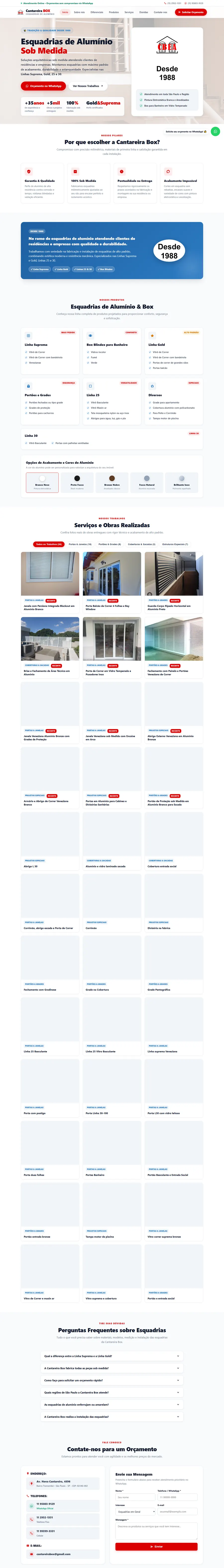 Site de Cantareira Box, feito pela ALK Support