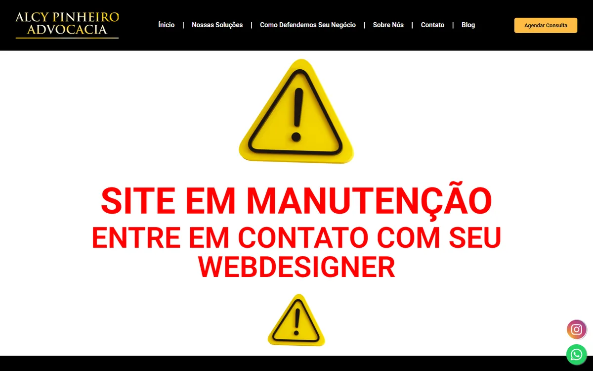 Site de Alcy Pinheiro Advocacia, feito pela ALK Support