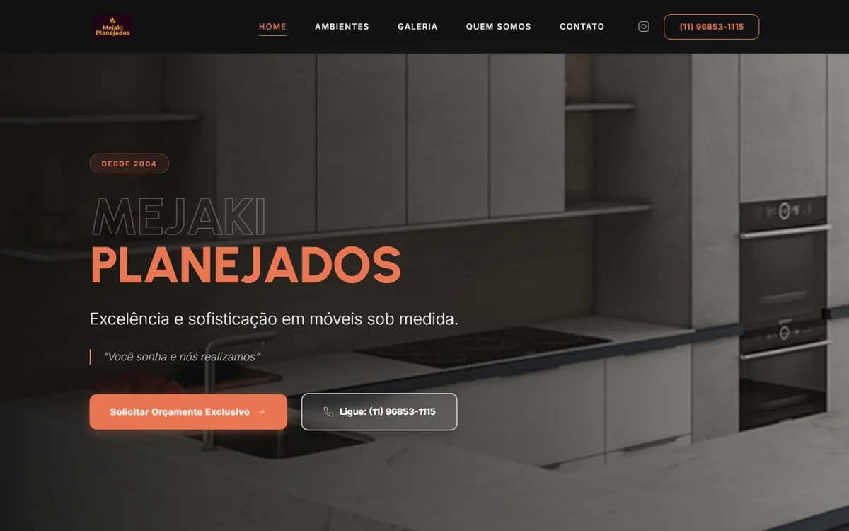 Site de Mejaki Planejados, feito pela ALK Support