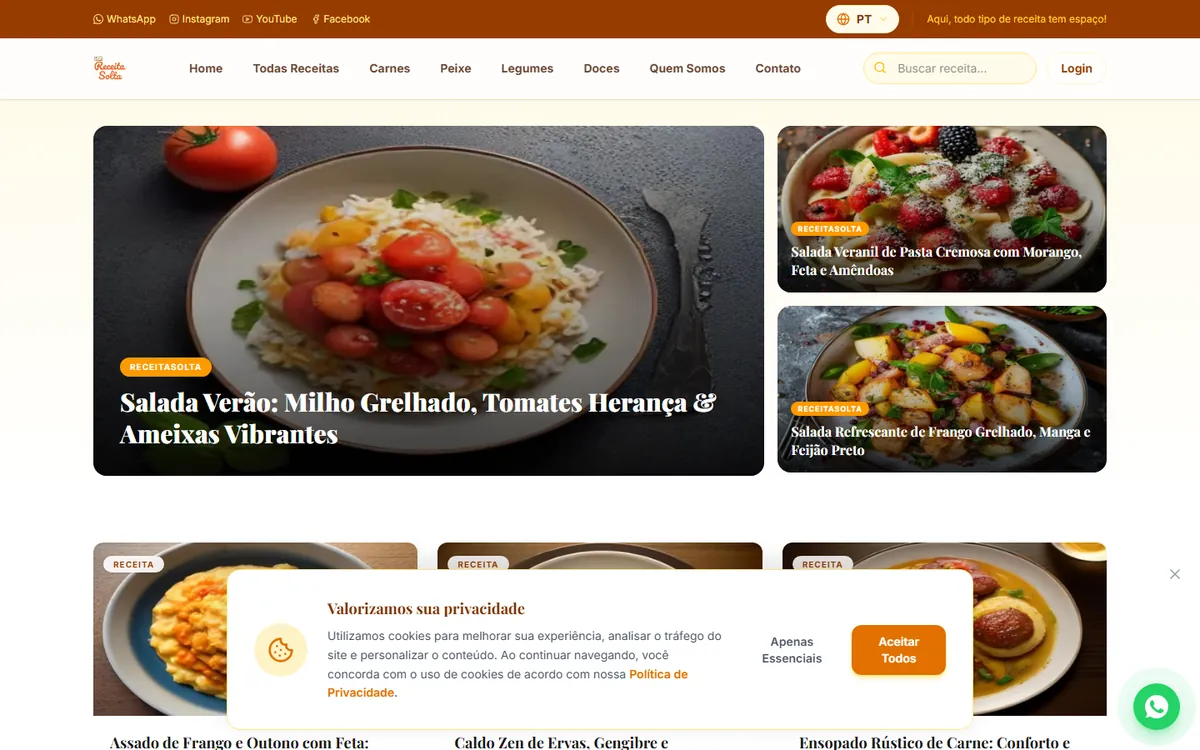 Site de ReceitaSolta, feito pela ALK Support