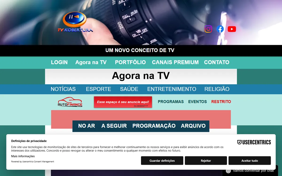 Site de TV KOBERTURA, feito pela ALK Support