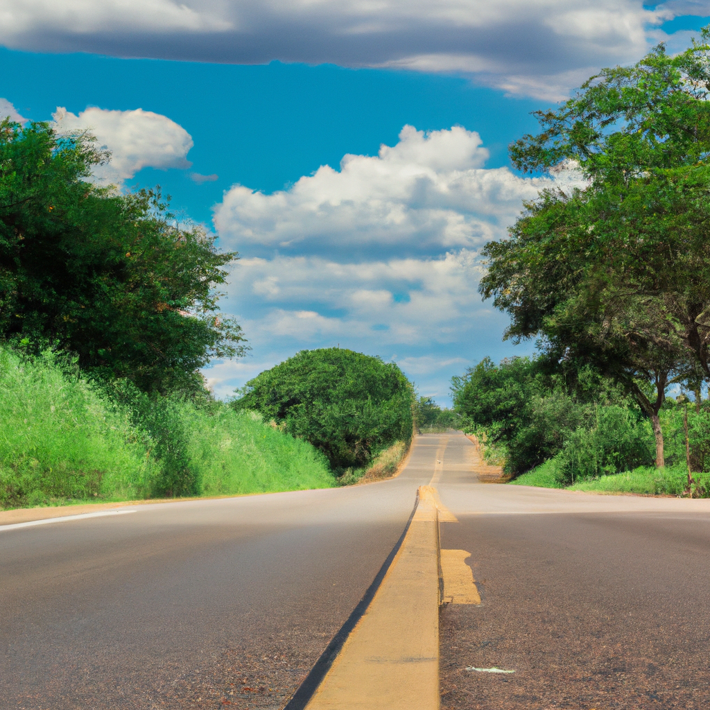 Imagina uma estrada sinuosa rumo ao futuro ético e sustentável.
